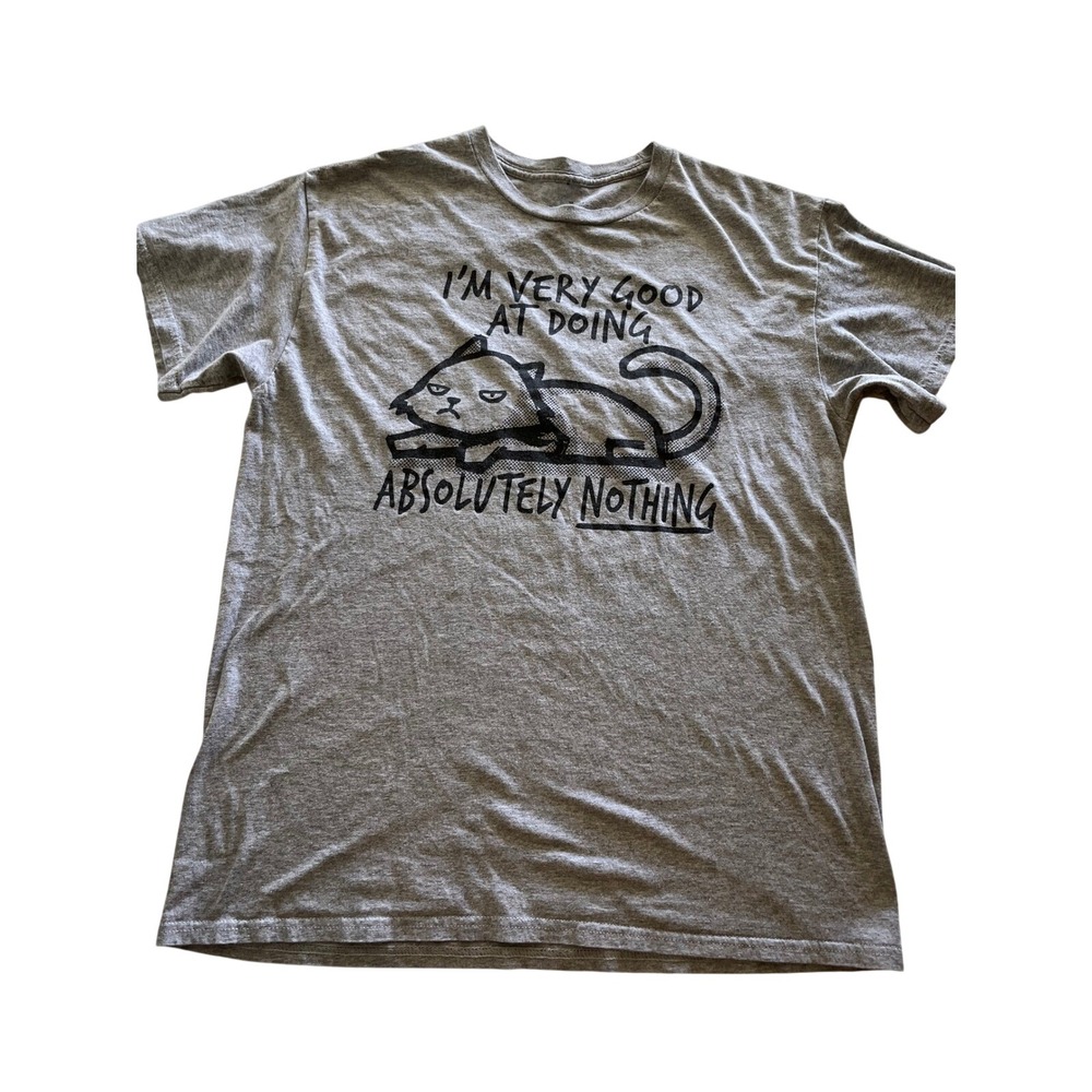 unisex Heather Gray Cotton Blend Short Sleeve Crew Neck T-Shirt Size M - Picture 1 of 4